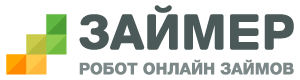 Логотип Zaymer.ru большими черными буквами и разноцветными квадратиками в форме «з»