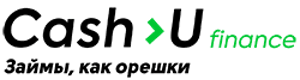 Логотип Cash-u.com, где Cash и U разделены зеленой стрелочкой и далее следует зеленым слово – finance