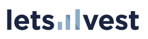 Логотип Letsinvest.eu маленькими черными буквами, где две части названия разделяют три серые вертикальные линии