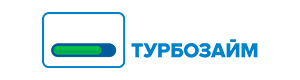 Логотип Turbozaim.ru с названием жирным шрифтом и большими буквами, и визуальной частью в виде строки загрузки