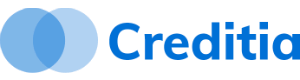 Логотип Creditia.ru с названием синими буквами и двумя пересекающимися кругами синих тонов