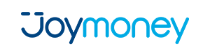 Логотип Joy.money прописными буквами с первой частью названия темно-синим цветом и второй – голубым